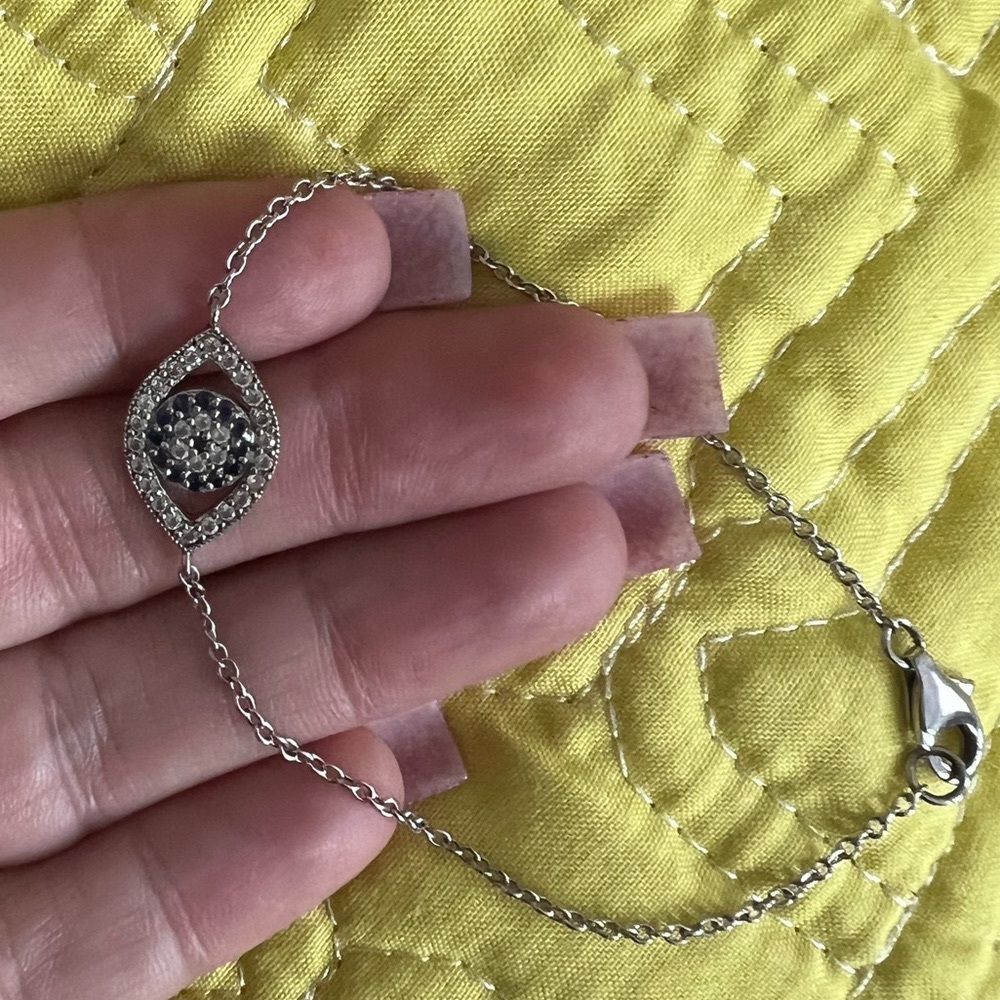 Sterling Silver evil eye stone bracelet